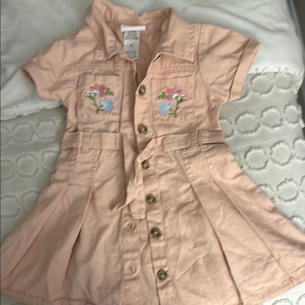 Little Lass Pink Pleated Polo Collar Sundress